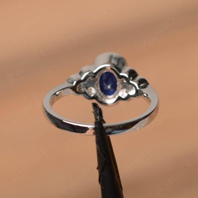 Sapphire Bezel Oval Engagement Ring - Palmary
