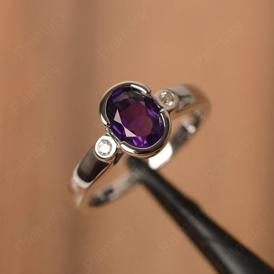 Oval Amethyst Bezel Engagement Rings - Palmary