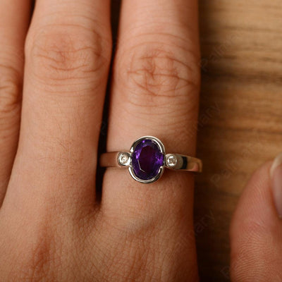 Oval Amethyst Bezel Engagement Rings - Palmary