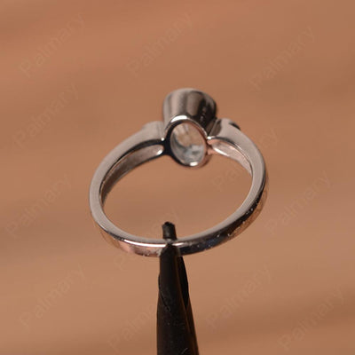 Oval Aquamarine Bezel Engagement Rings - Palmary