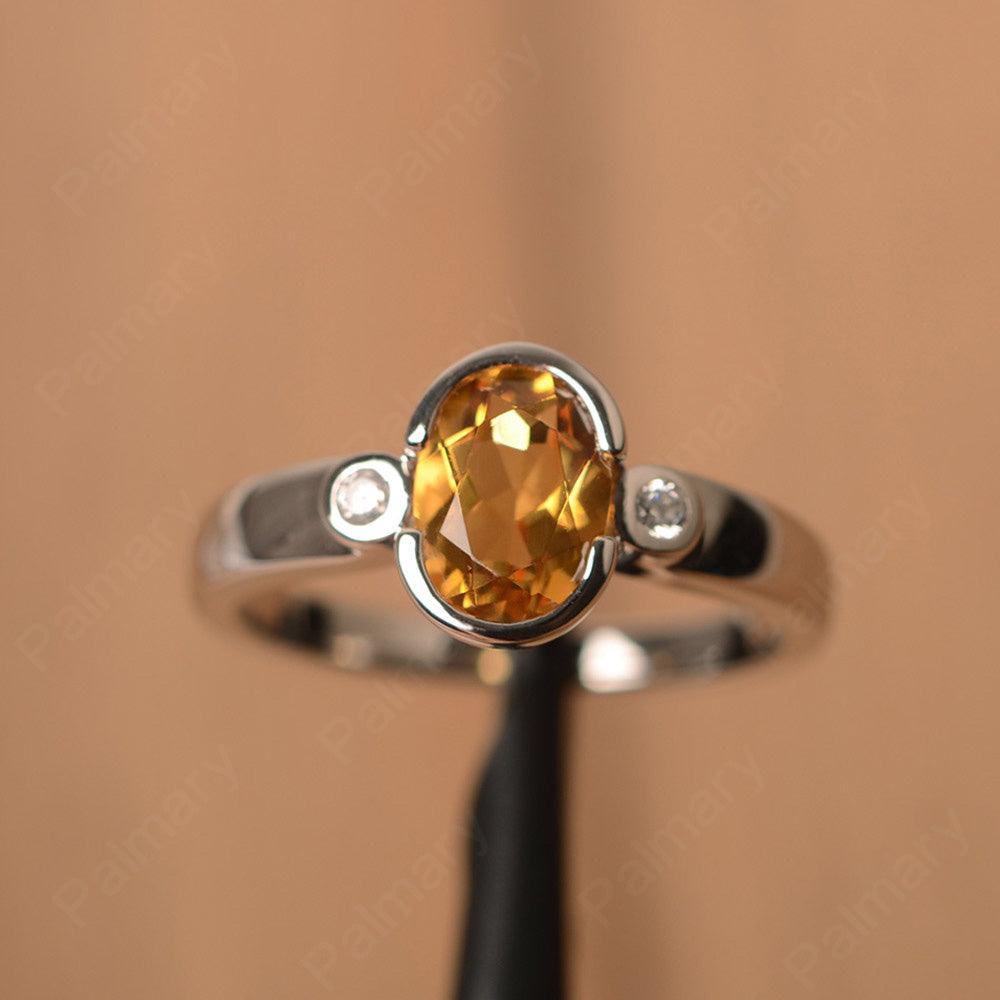 Oval Citrine Bezel Engagement Rings - Palmary