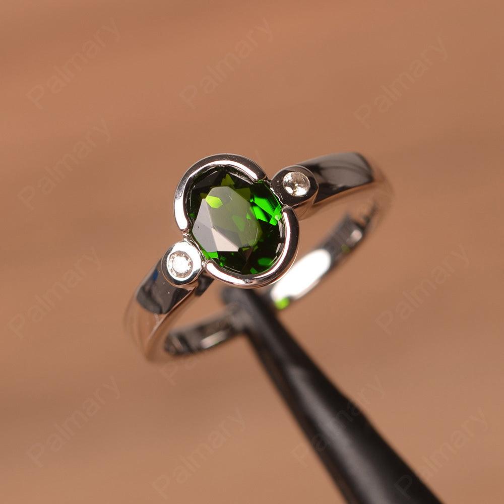 Oval Diopside Bezel Engagement Rings - Palmary