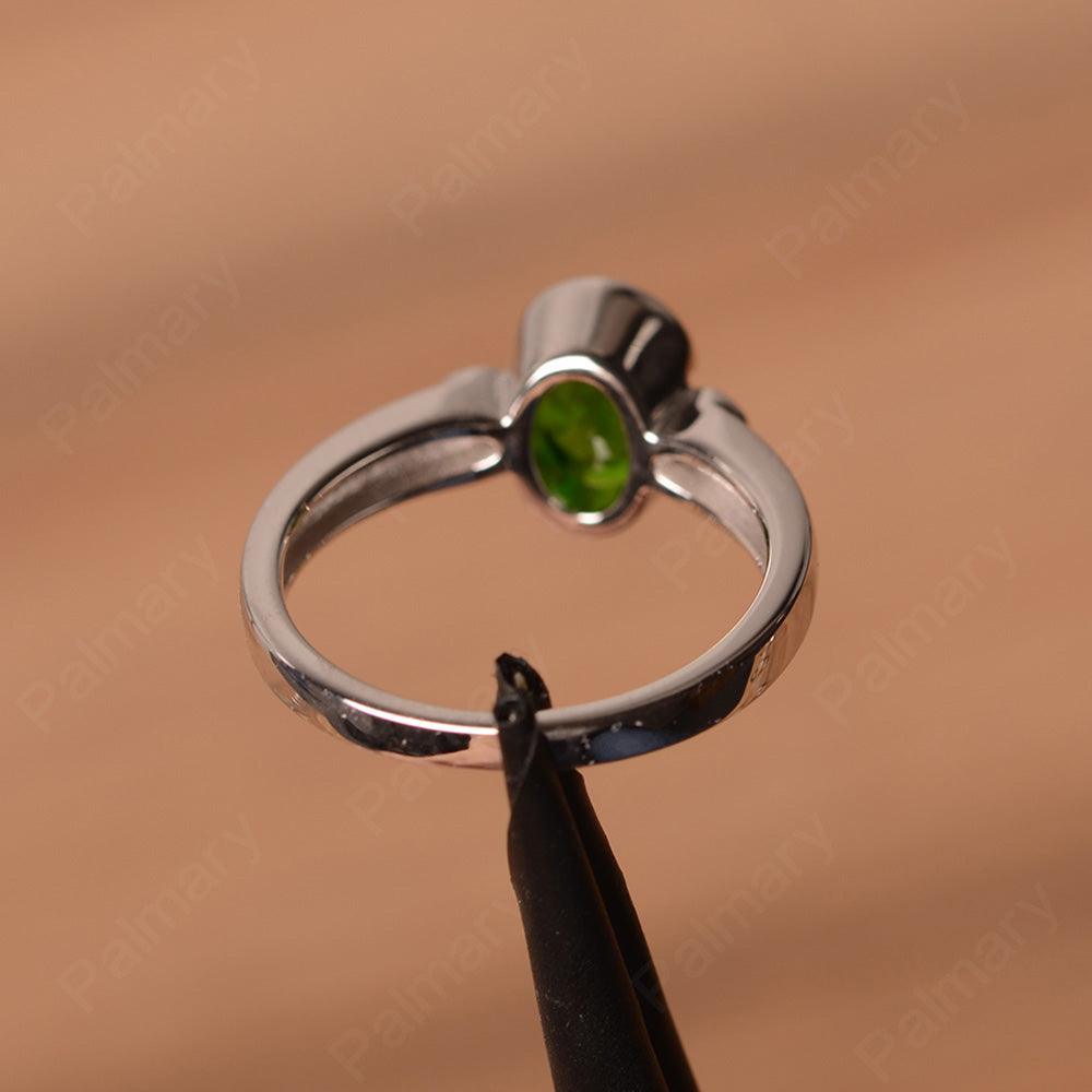 Oval Diopside Bezel Engagement Rings - Palmary