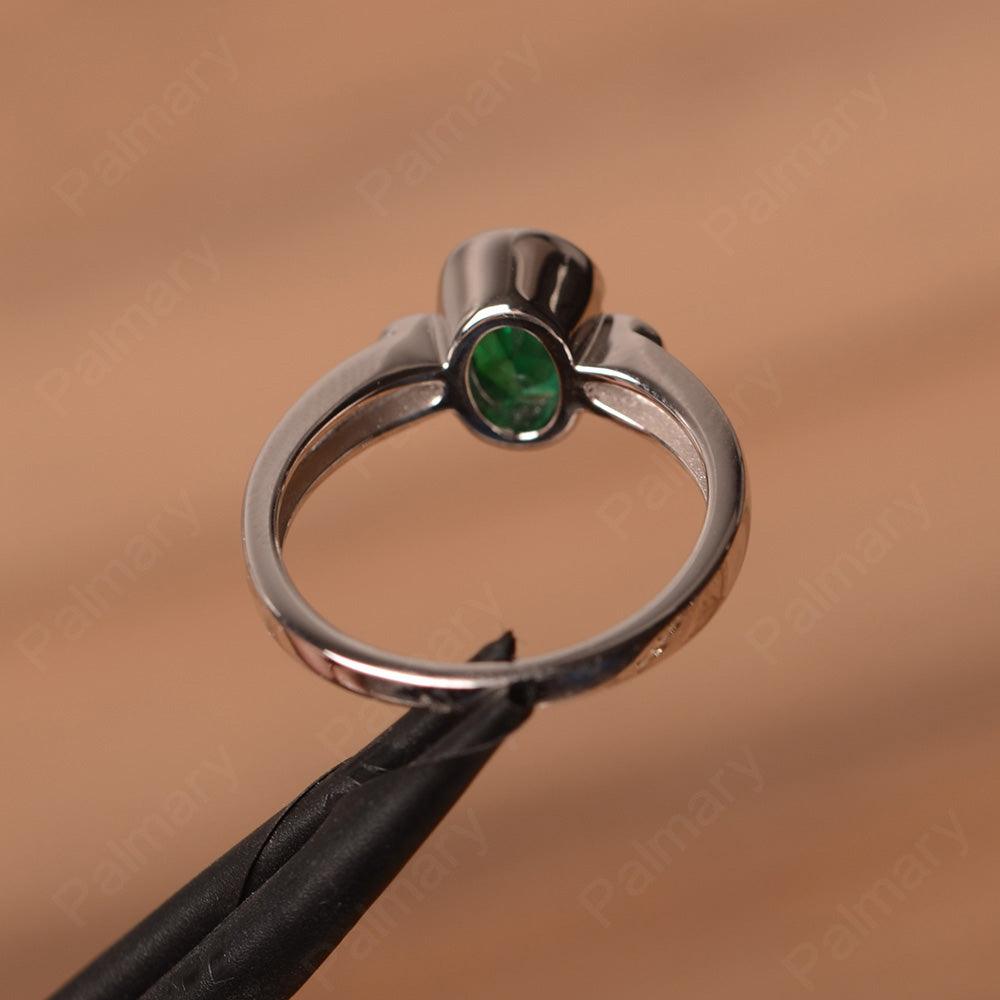 Oval Emerald Bezel Engagement Rings - Palmary