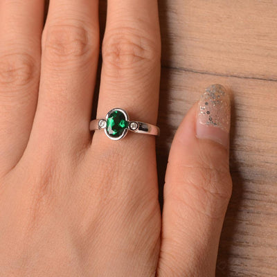 Oval Emerald Bezel Engagement Rings - Palmary