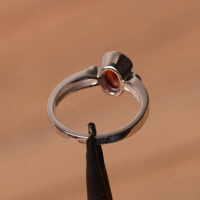 Oval Garnet Bezel Engagement Rings - Palmary