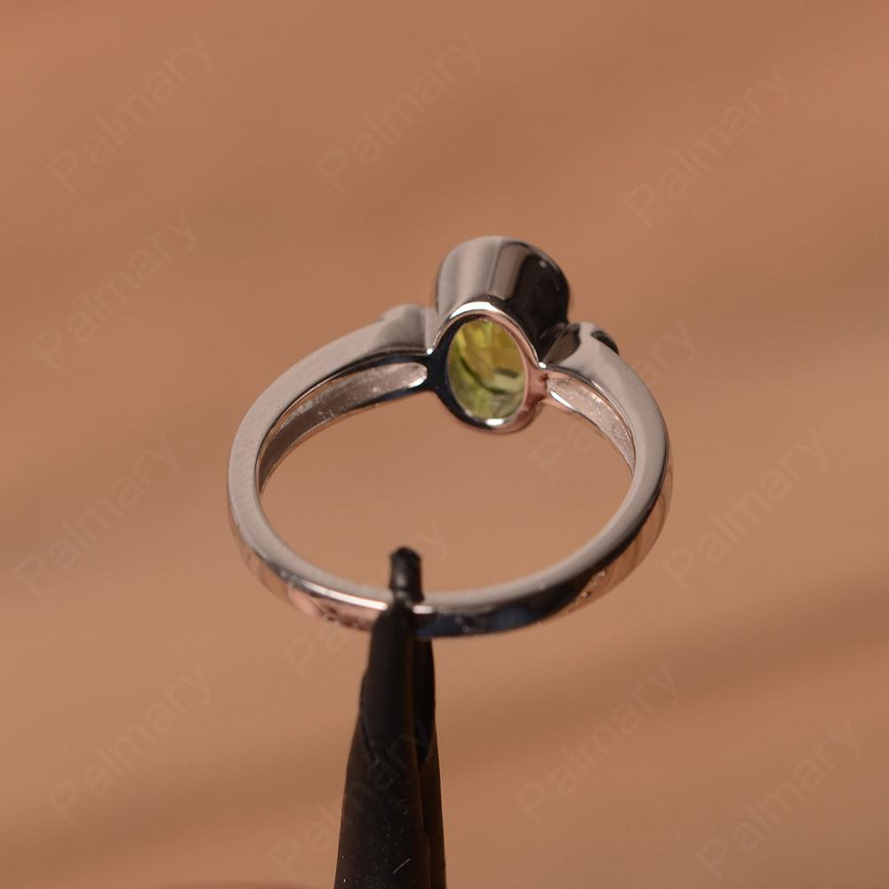 Oval Peridot Bezel Engagement Rings - Palmary