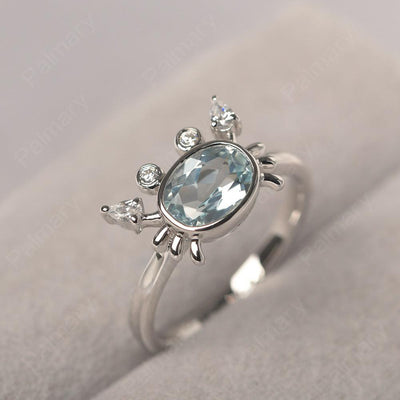 Oval Cut Aquamarine Crab Rings - Palmary