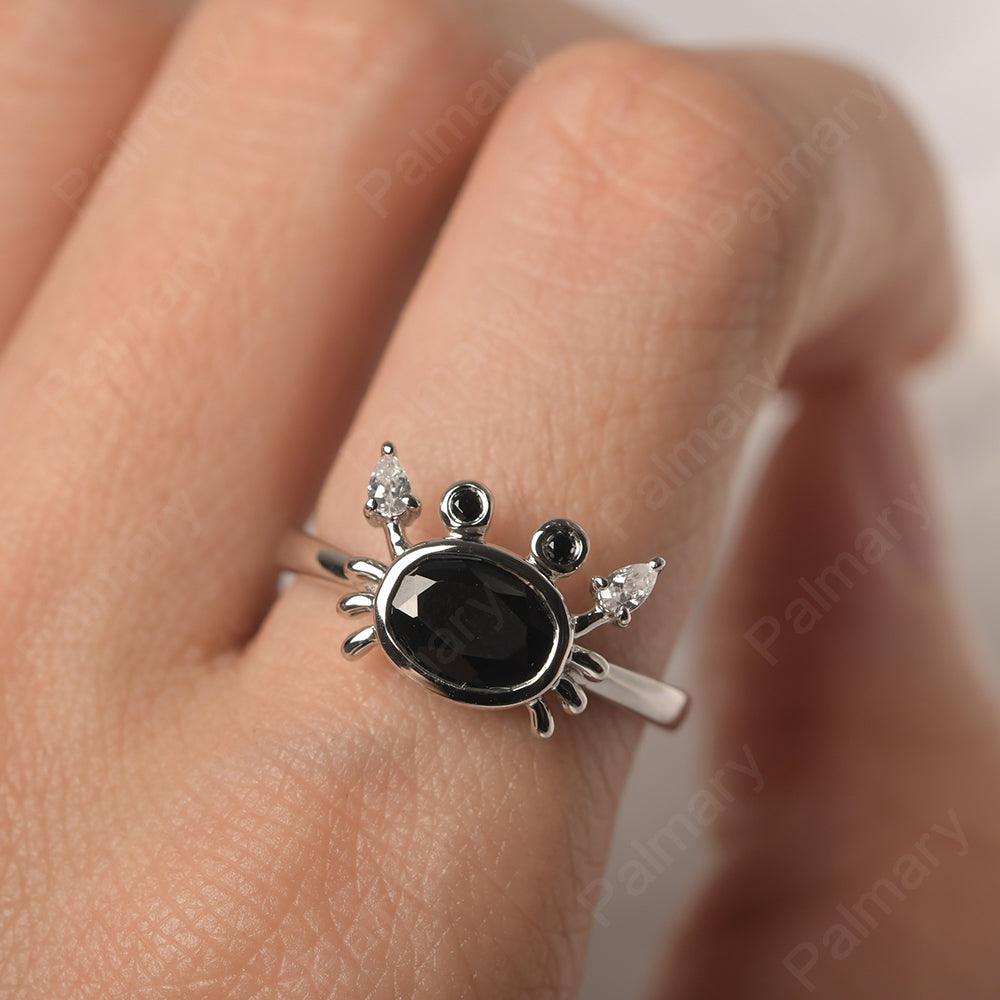 Oval Cut Black Spinel Crab Rings - Palmary