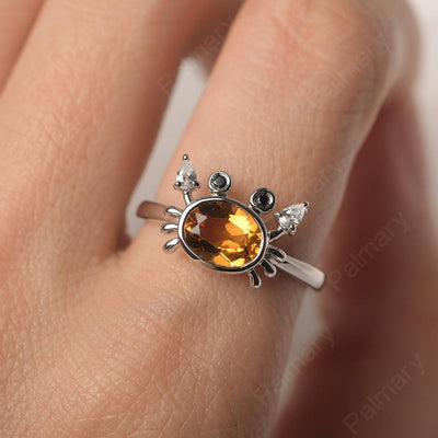 Oval Cut Citrine Crab Rings - Palmary