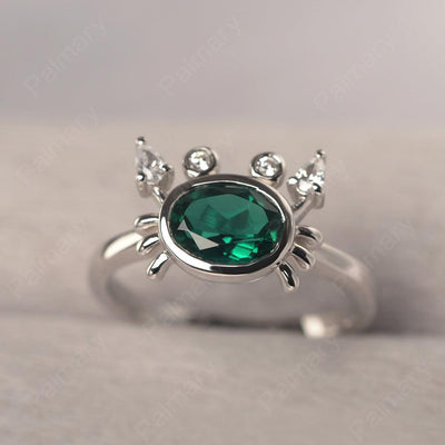 Oval Cut Emerald Crab Rings - Palmary