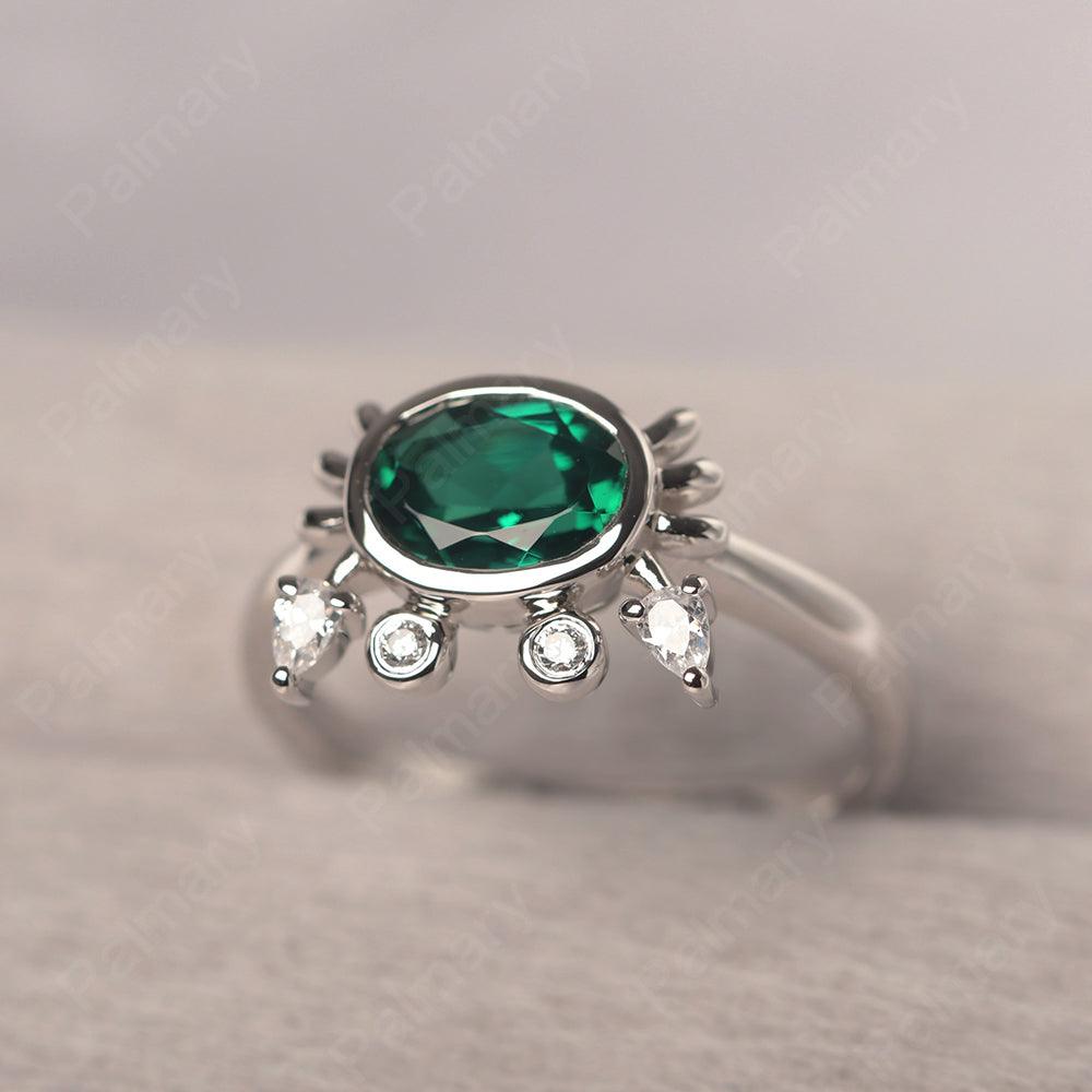 Oval Cut Emerald Crab Rings - Palmary