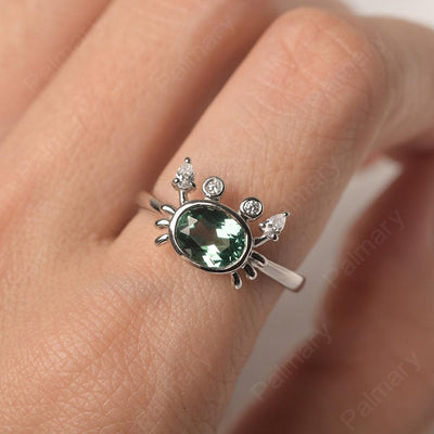 Oval Cut Green Sapphire Crab Rings - Palmary
