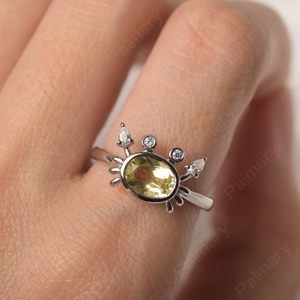 Oval Cut Lemon Quartz Crab Rings - Palmary