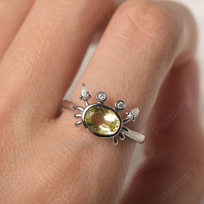 Oval Cut Lemon Quartz Crab Rings - Palmary