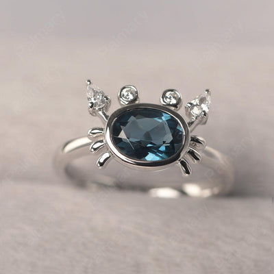 Oval Cut London Blue Topaz Crab Rings - Palmary