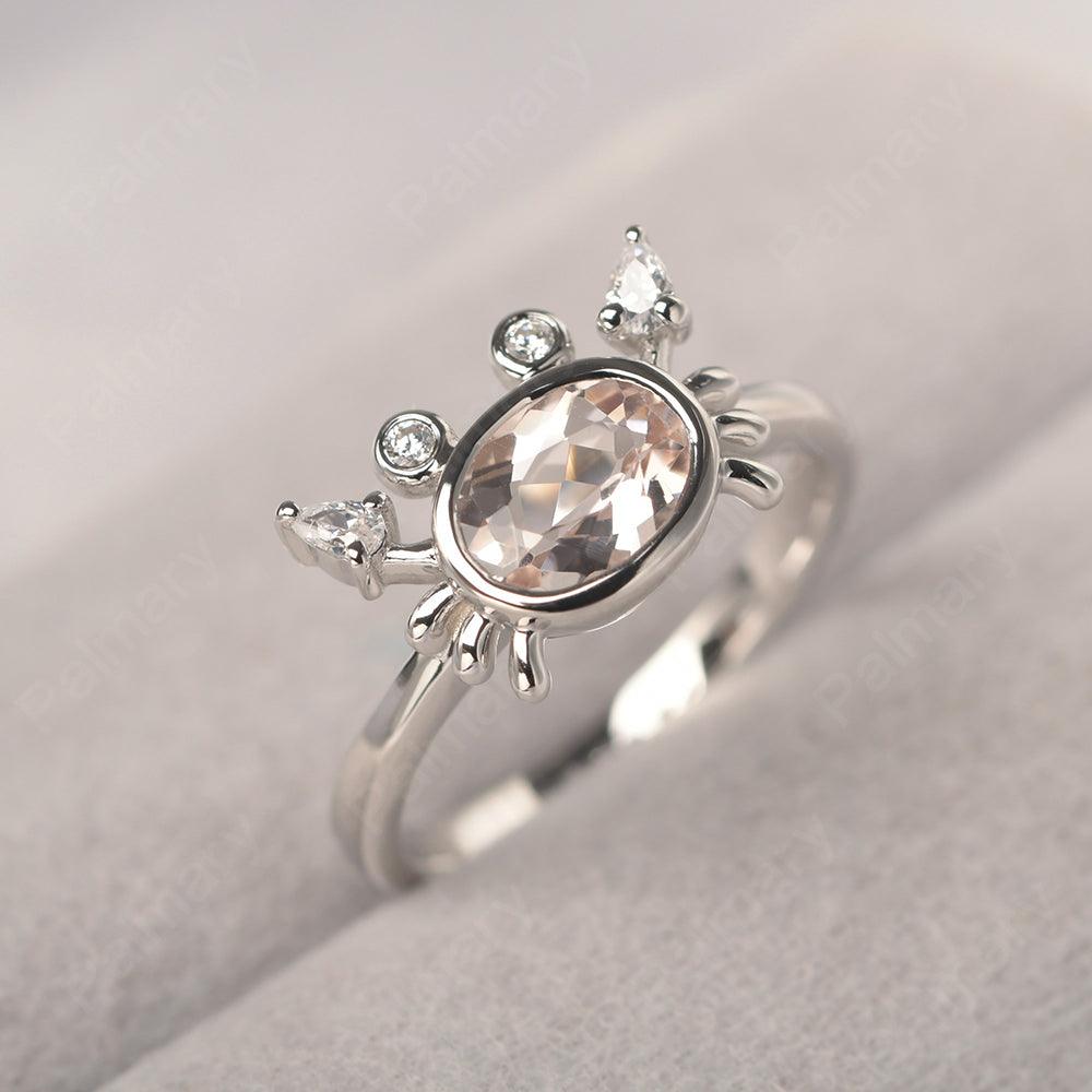 Oval Cut Morganite Crab Rings - Palmary