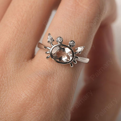 Oval Cut Morganite Crab Rings - Palmary