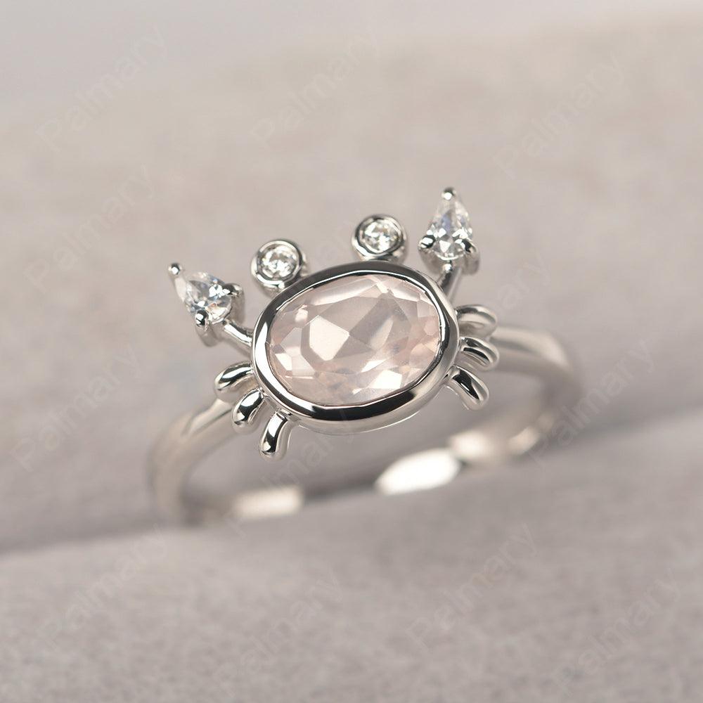 Oval Cut Rose Quartz Crab Rings - Palmary