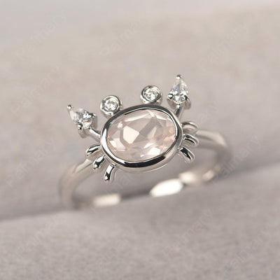 Oval Cut Rose Quartz Crab Rings - Palmary