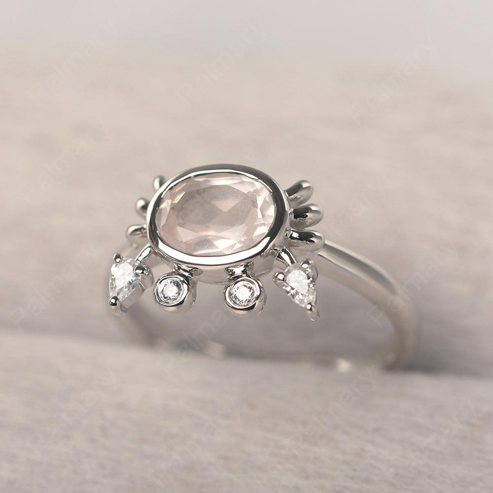 Oval Cut Rose Quartz Crab Rings - Palmary