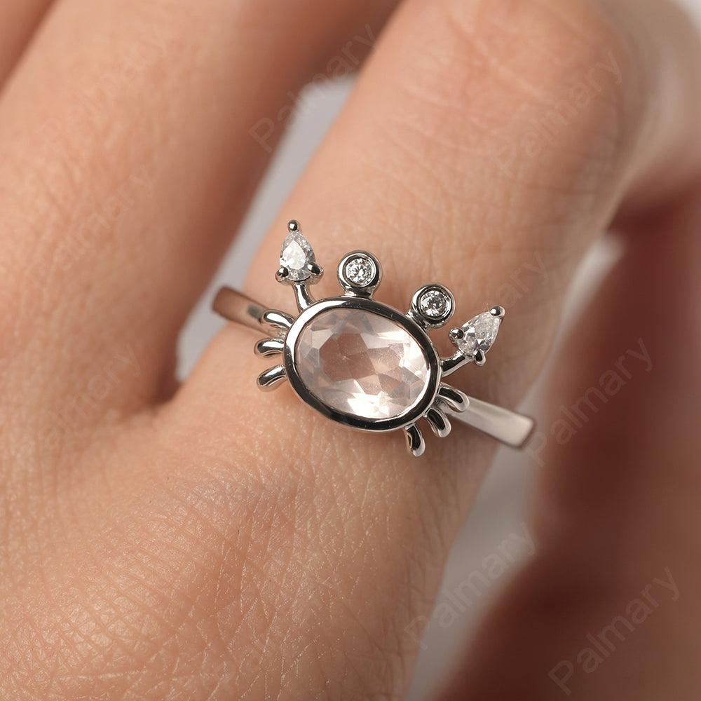 Oval Cut Rose Quartz Crab Rings - Palmary