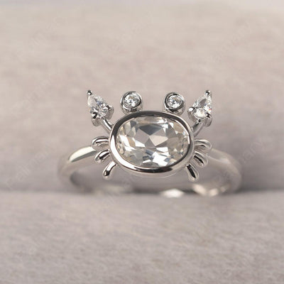 Oval Cut White Topaz Crab Rings - Palmary