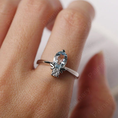 Oval Cut Aquamarine Bee Ring - Palmary