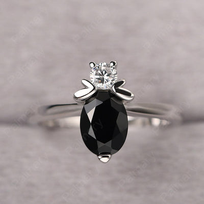 Oval Cut Black Spinel Bee Ring - Palmary