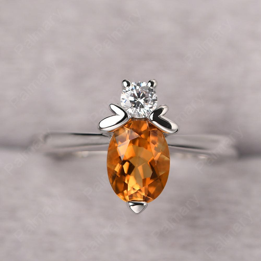 Oval Cut Citrine Bee Ring - Palmary