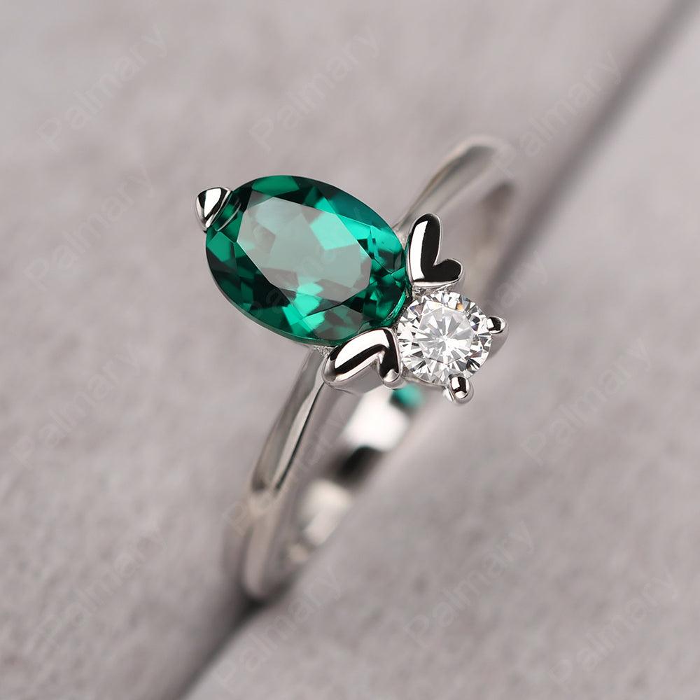 Oval Cut Emerald Bee Ring - Palmary
