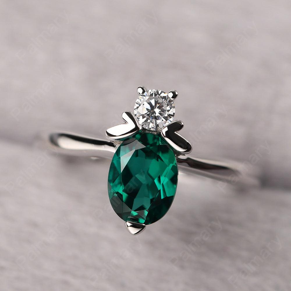 Oval Cut Emerald Bee Ring - Palmary