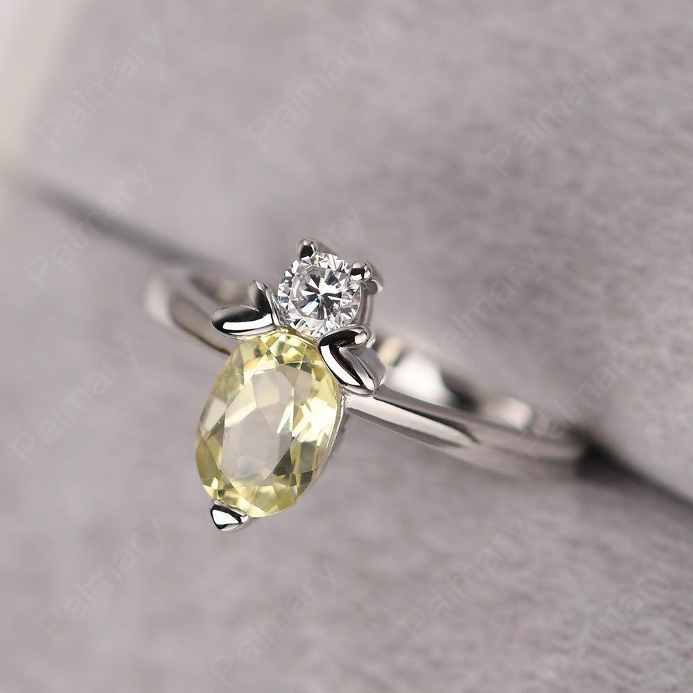 Oval Cut Lemon Quartz Bee Ring - Palmary