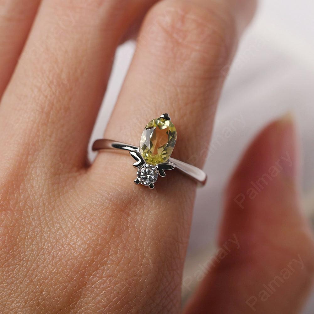 Oval Cut Lemon Quartz Bee Ring - Palmary