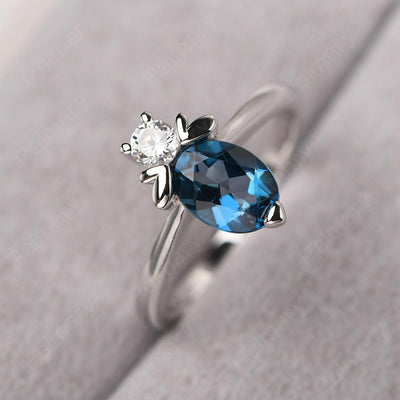 Oval Cut London Blue Topaz Bee Ring - Palmary