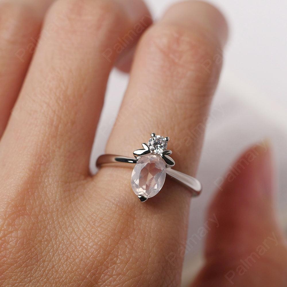 Oval Cut Rose Quartz Bee Ring - Palmary