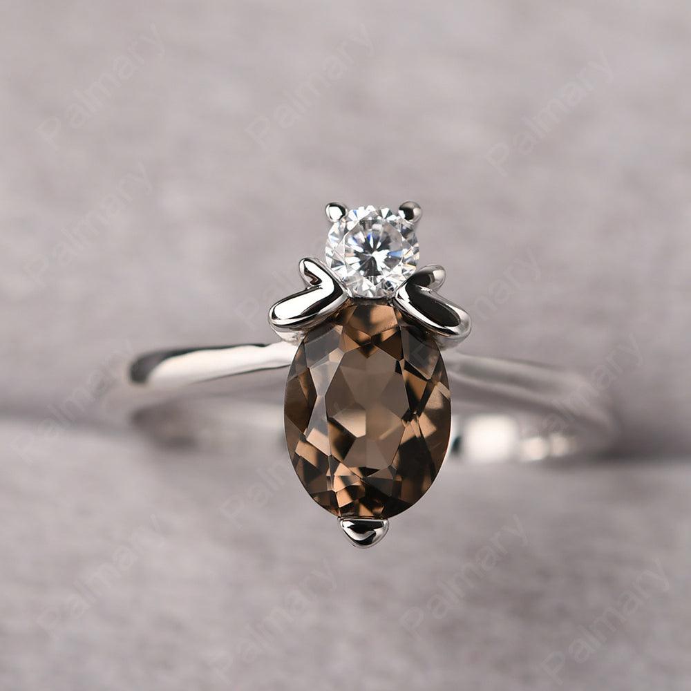 Oval Cut Smoky Quartz  Bee Ring - Palmary