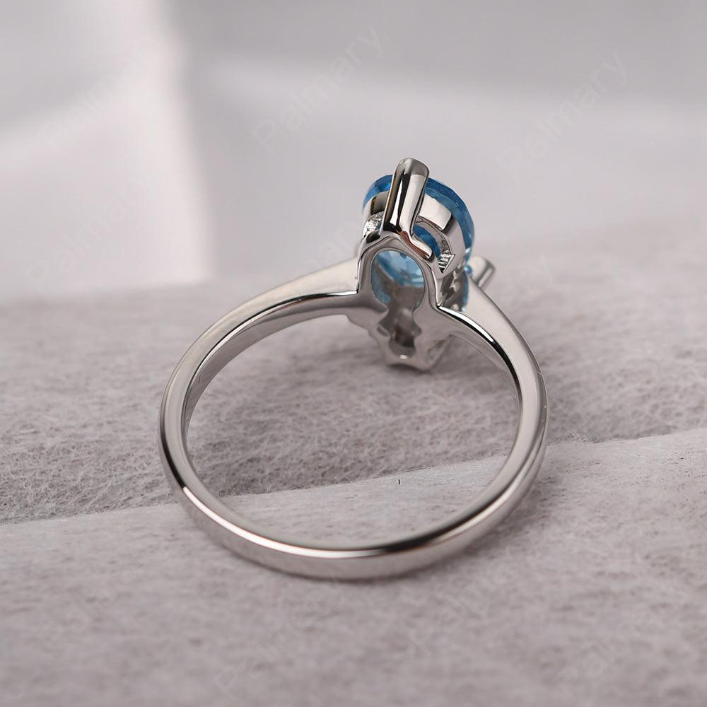 Oval Cut Swiss Blue Topaz Bee Ring - Palmary