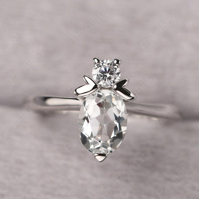 Oval Cut White Topaz Bee Ring - Palmary