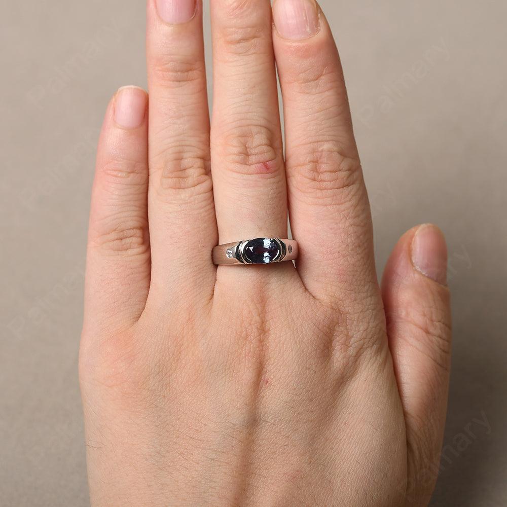 East West Oval Cut Alexandrite Ring - Palmary