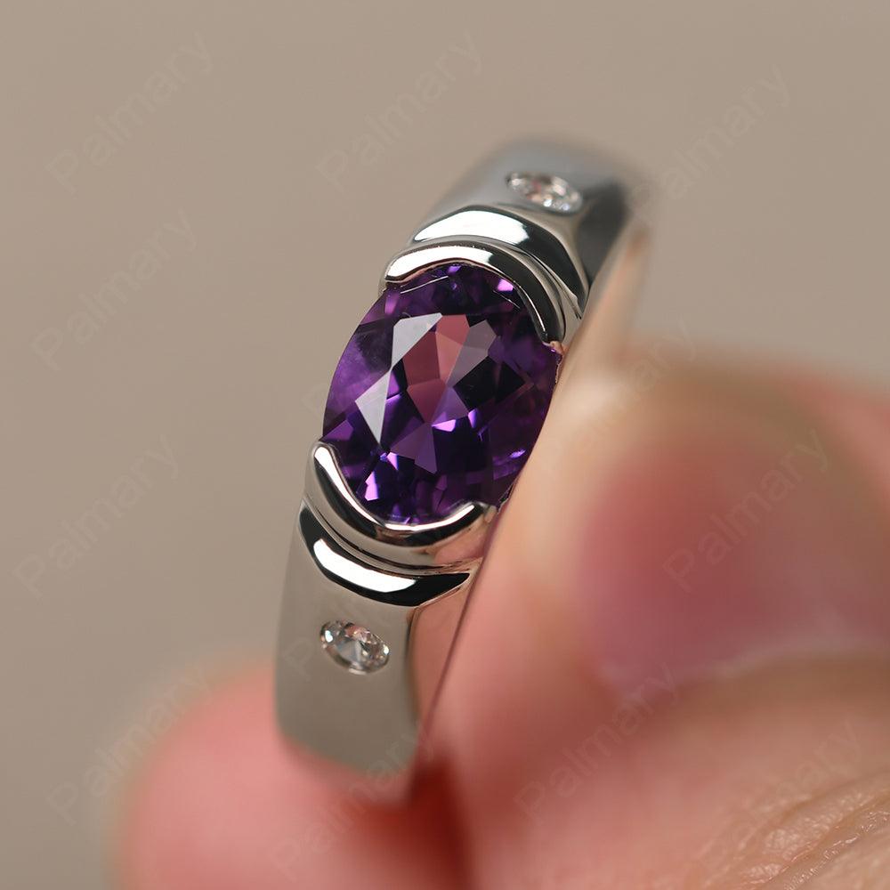 East West Oval Cut Amethyst Ring - Palmary