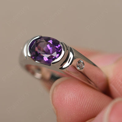 East West Oval Cut Amethyst Ring - Palmary