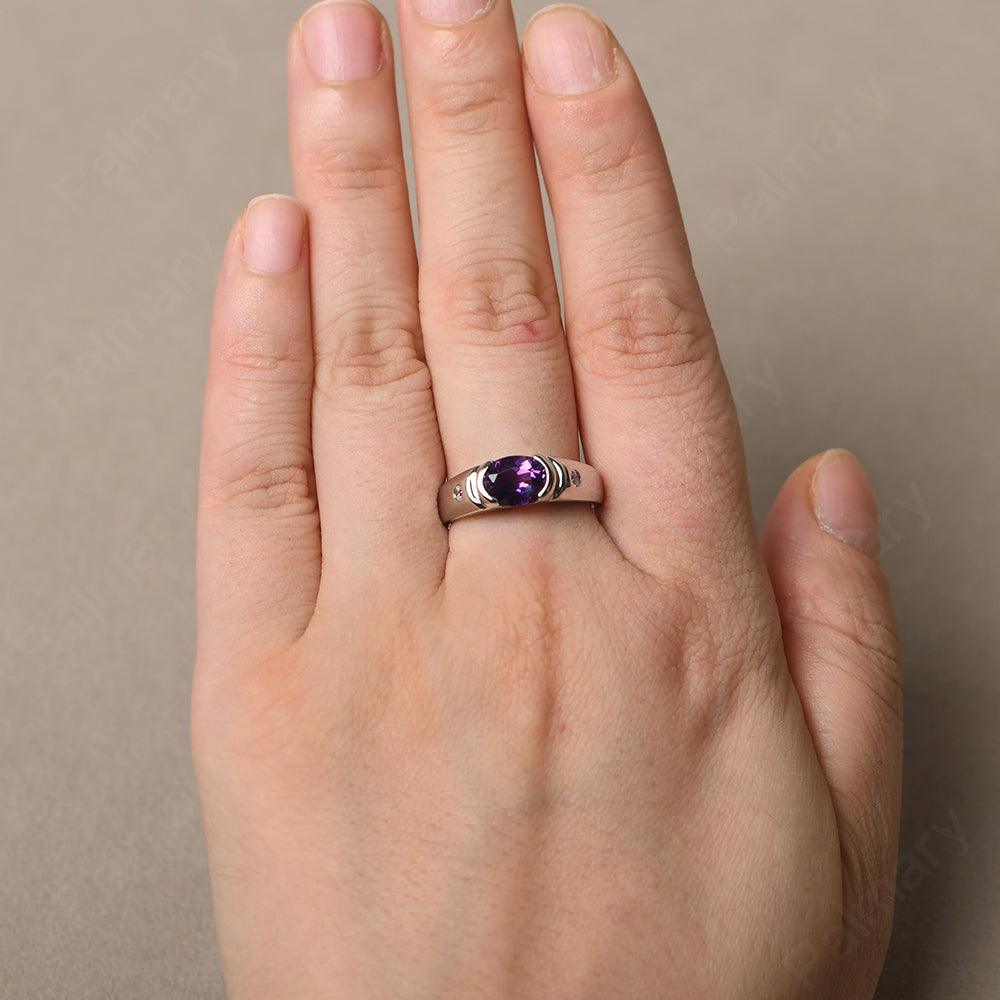 East West Oval Cut Amethyst Ring - Palmary