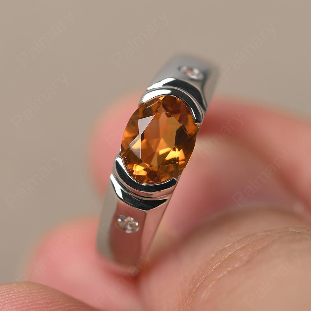 East West Oval Cut Citrine Ring - Palmary