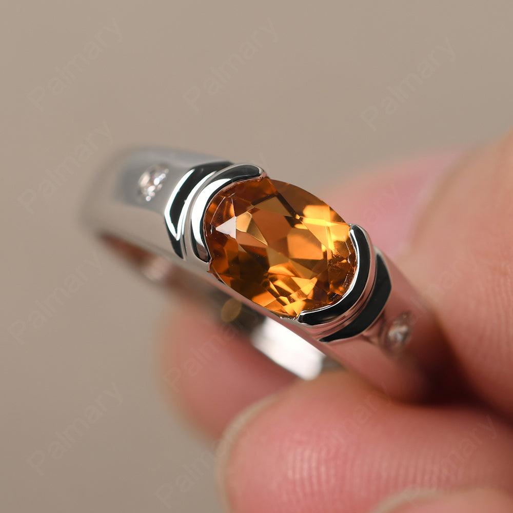 East West Oval Cut Citrine Ring - Palmary