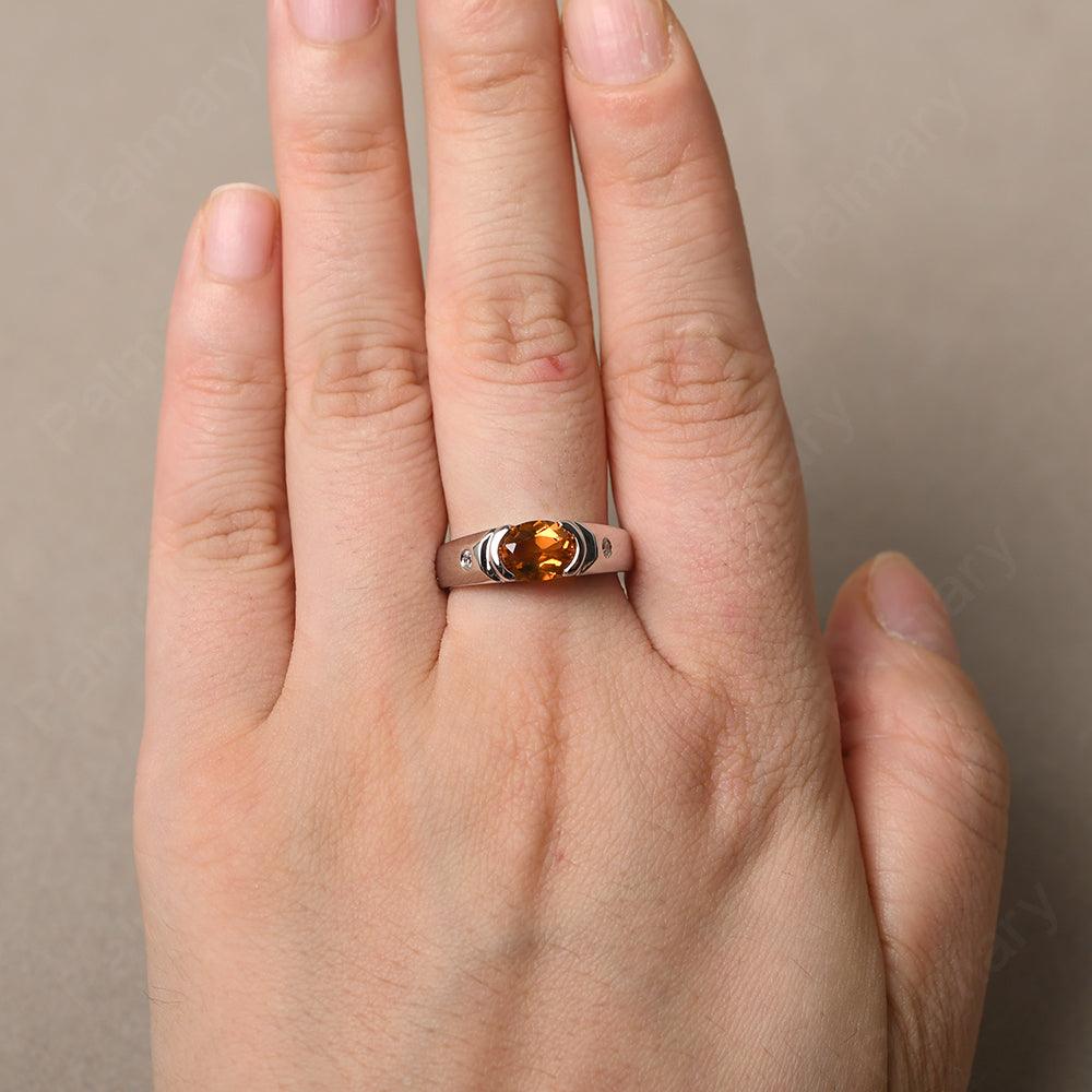 East West Oval Cut Citrine Ring - Palmary