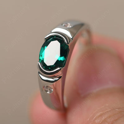 East West Oval Cut Emerald Ring - Palmary