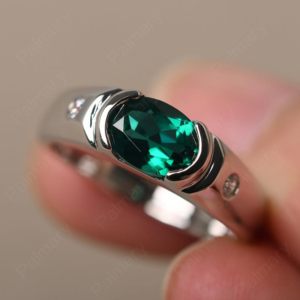 East West Oval Cut Emerald Ring - Palmary