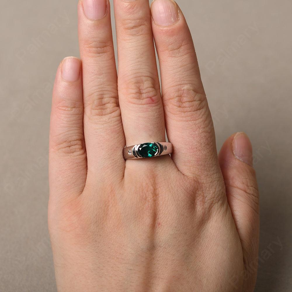 East West Oval Cut Emerald Ring - Palmary
