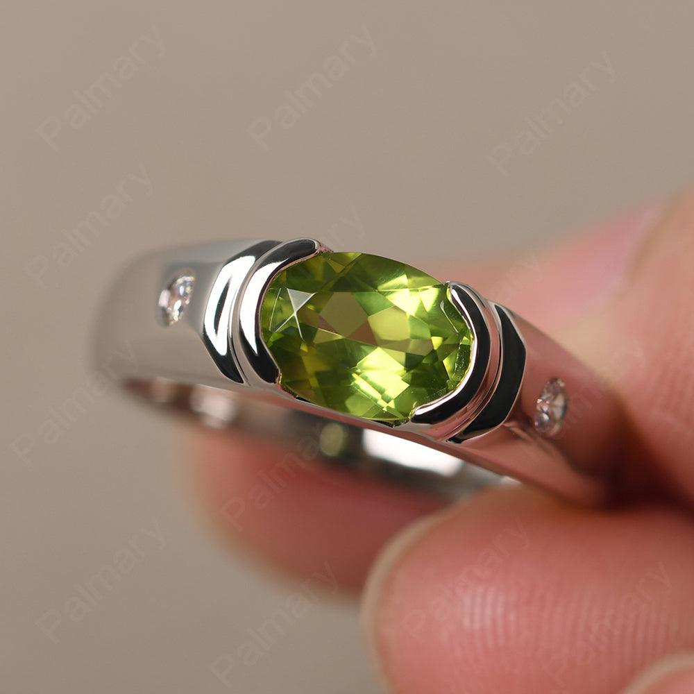 East West Oval Cut Peridot Ring - Palmary